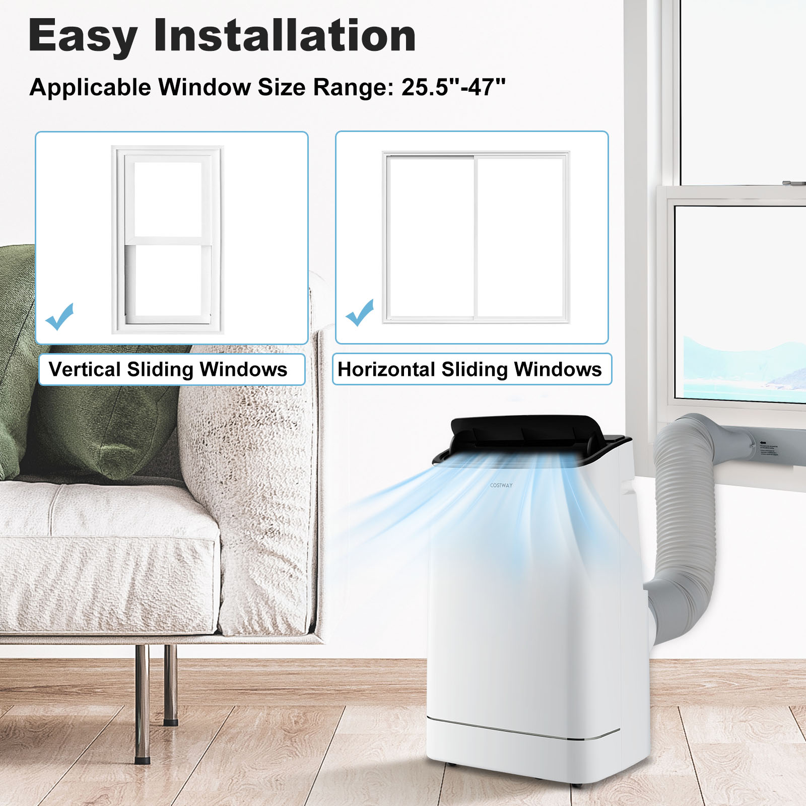 15000 BTU Portable Air Conditioner with Heat and Auto Swing, White Portable Air Conditioners at Gallery Canada