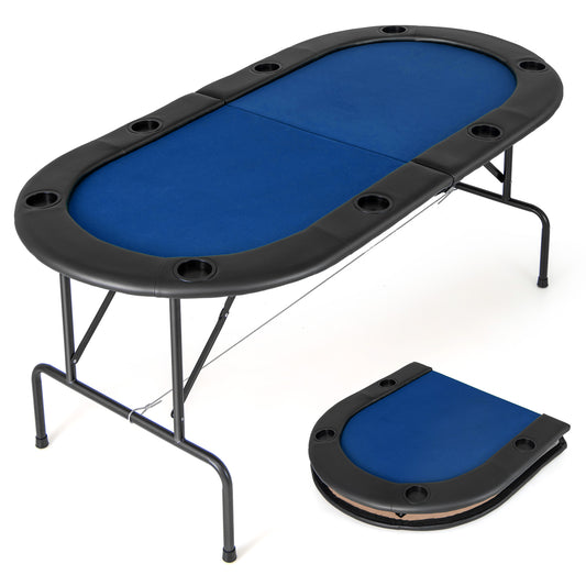 8 Players Texas Holdem Foldable Poker Table, Blue Game Room Blue at Gallery Canada