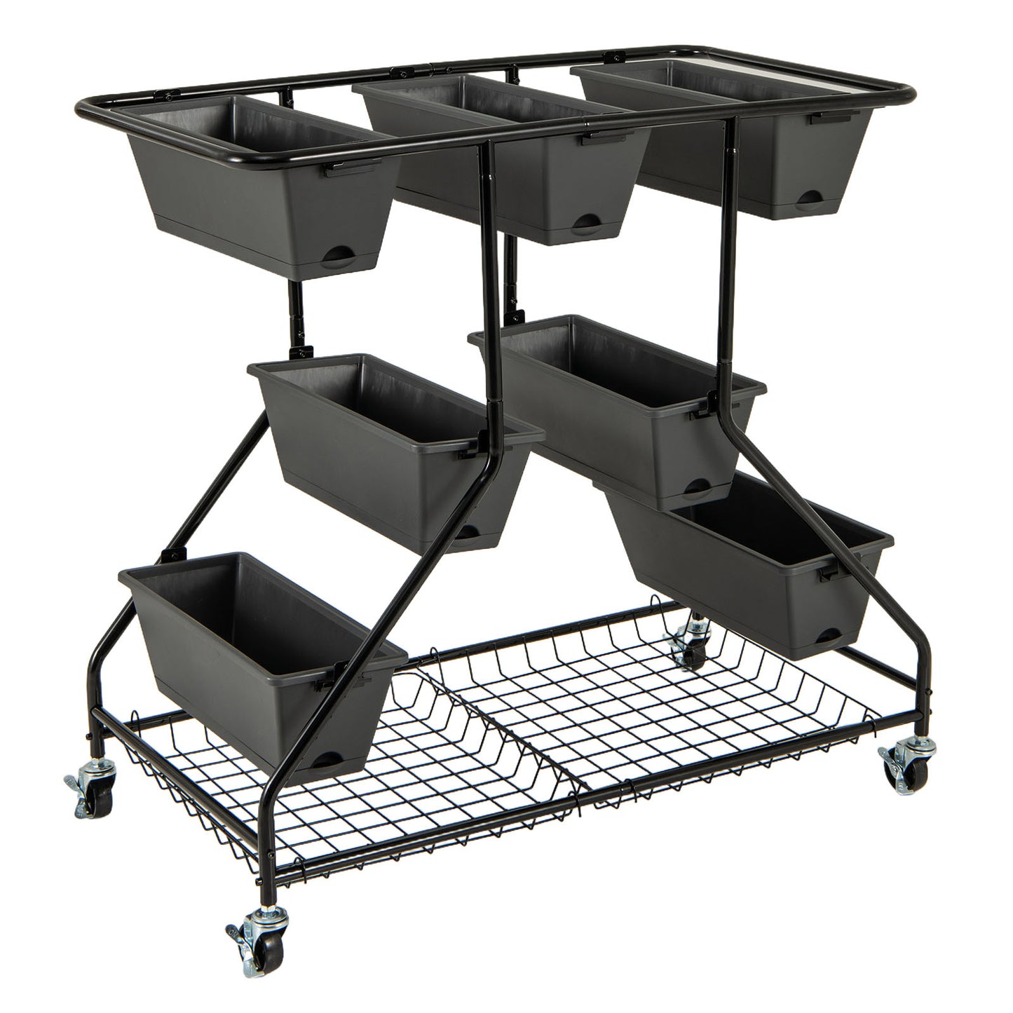 Vertical Raised Garden Bed with 7 Planter Boxes and Storage Baskets, Black Raised Garden Beds at Gallery Canada