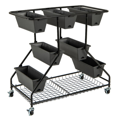 Vertical Raised Garden Bed with 7 Planter Boxes and Storage Baskets, Black Raised Garden Beds at Gallery Canada