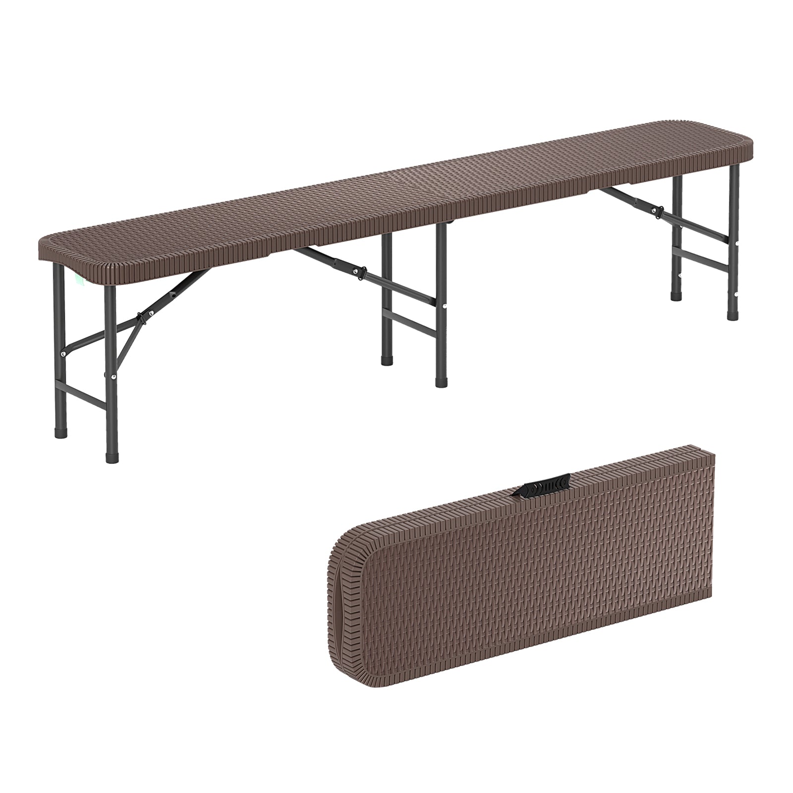 6 ft Plastic Folding Bench, 1320 LBS Capacity, Brown Outdoor Benches at Gallery Canada