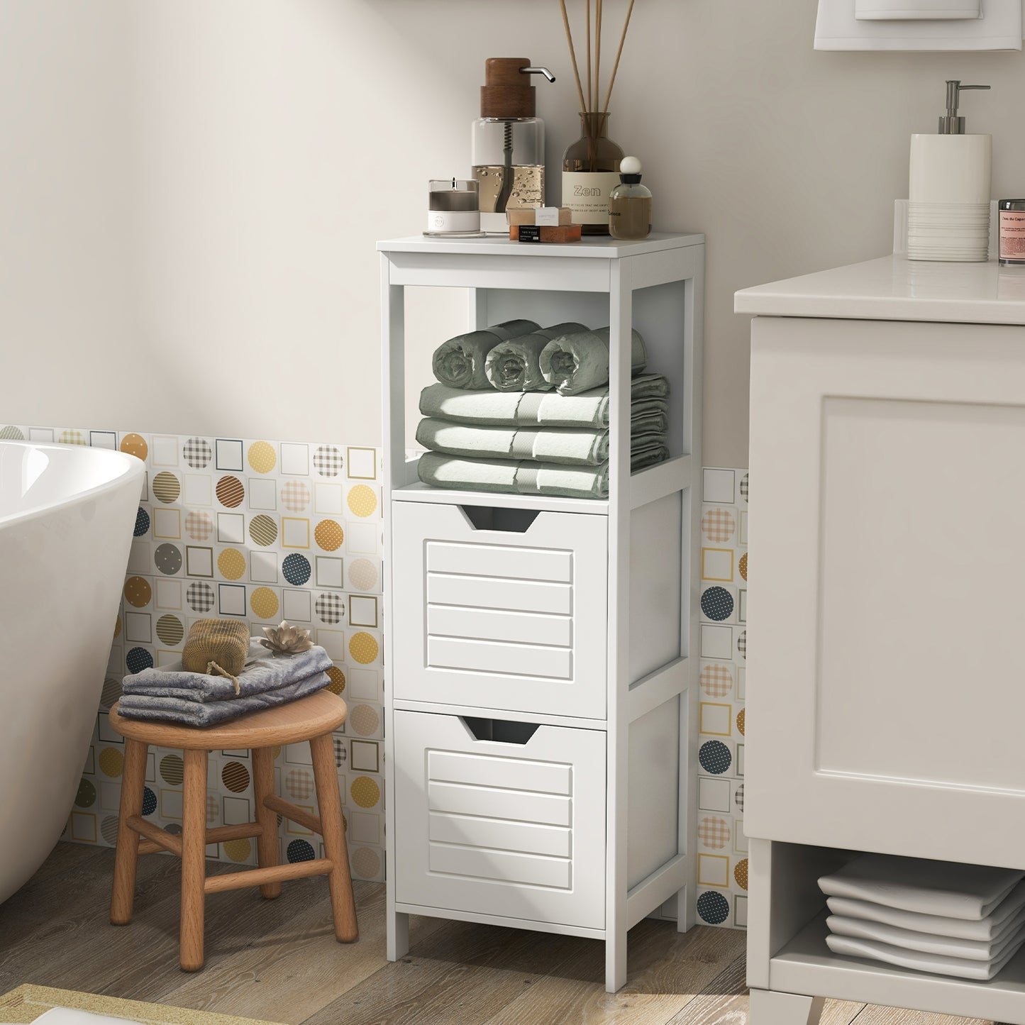 Floor Cabinet Multifunction Storage Rack Stand Organizer, White Floor Cabinets at Gallery Canada