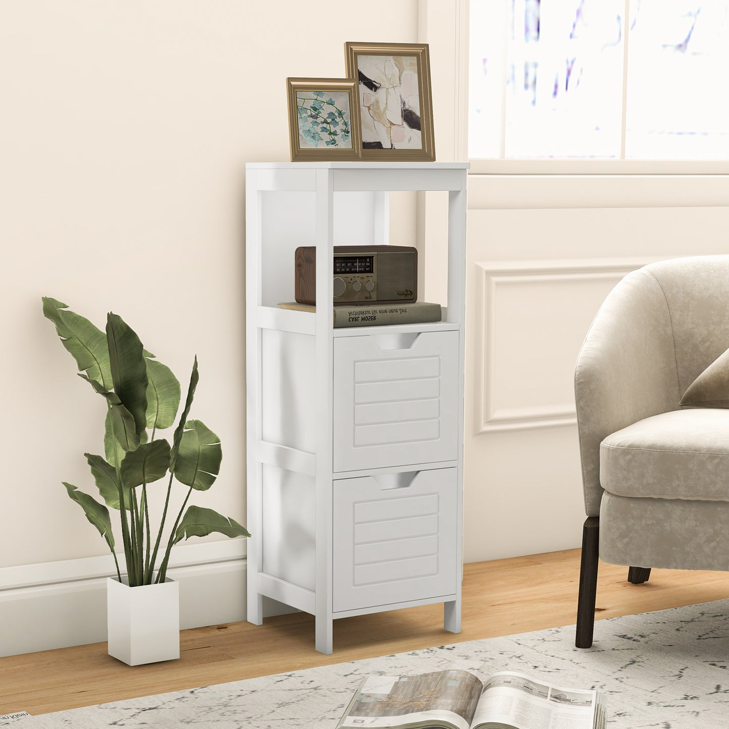 Floor Cabinet Multifunction Storage Rack Stand Organizer, White Floor Cabinets at Gallery Canada