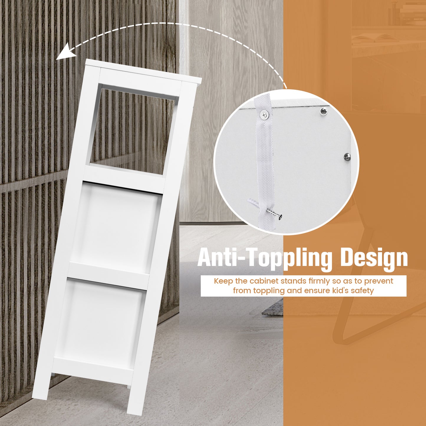 Floor Cabinet Multifunction Storage Rack Stand Organizer, White Floor Cabinets at Gallery Canada