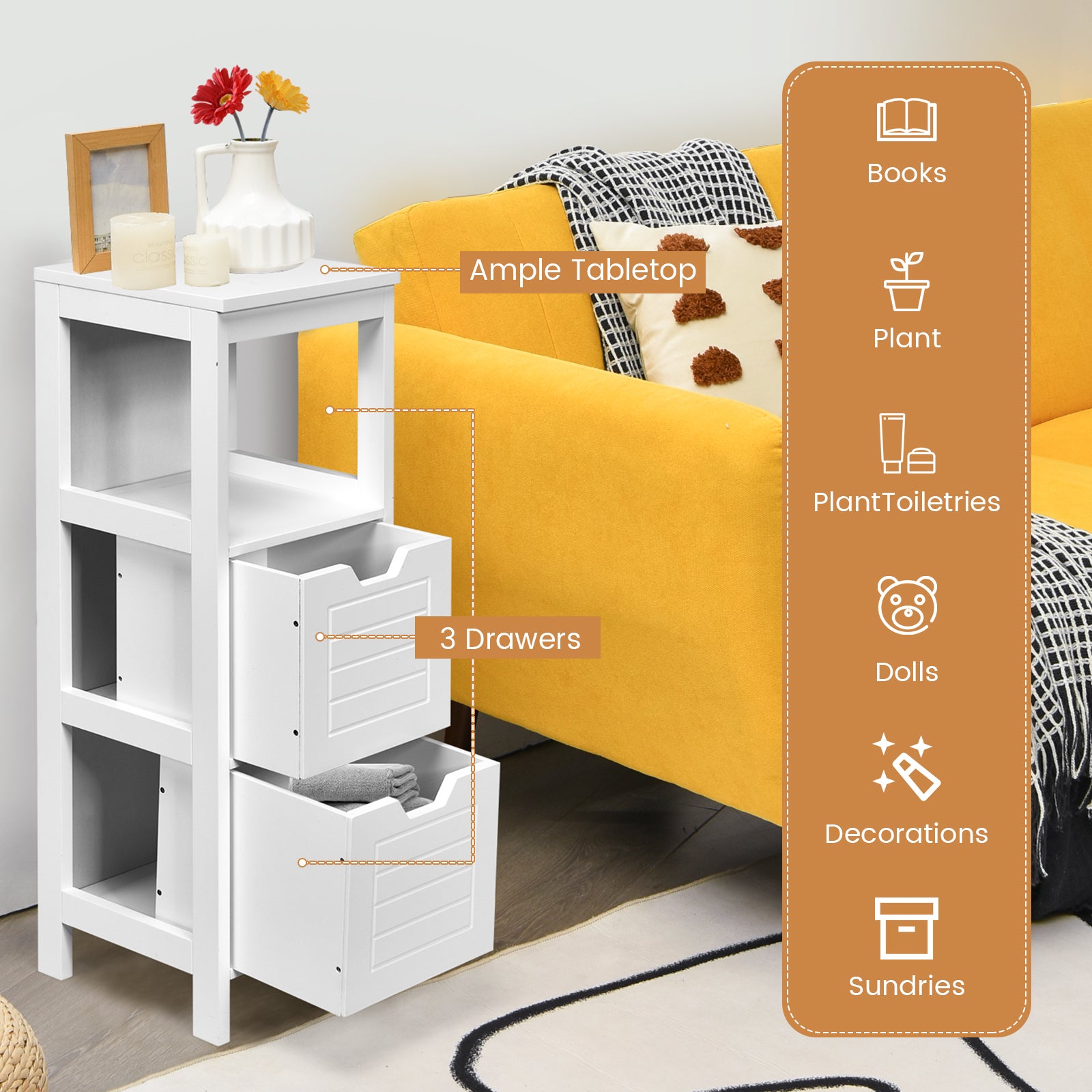 Floor Cabinet Multifunction Storage Rack Stand Organizer, White Floor Cabinets at Gallery Canada