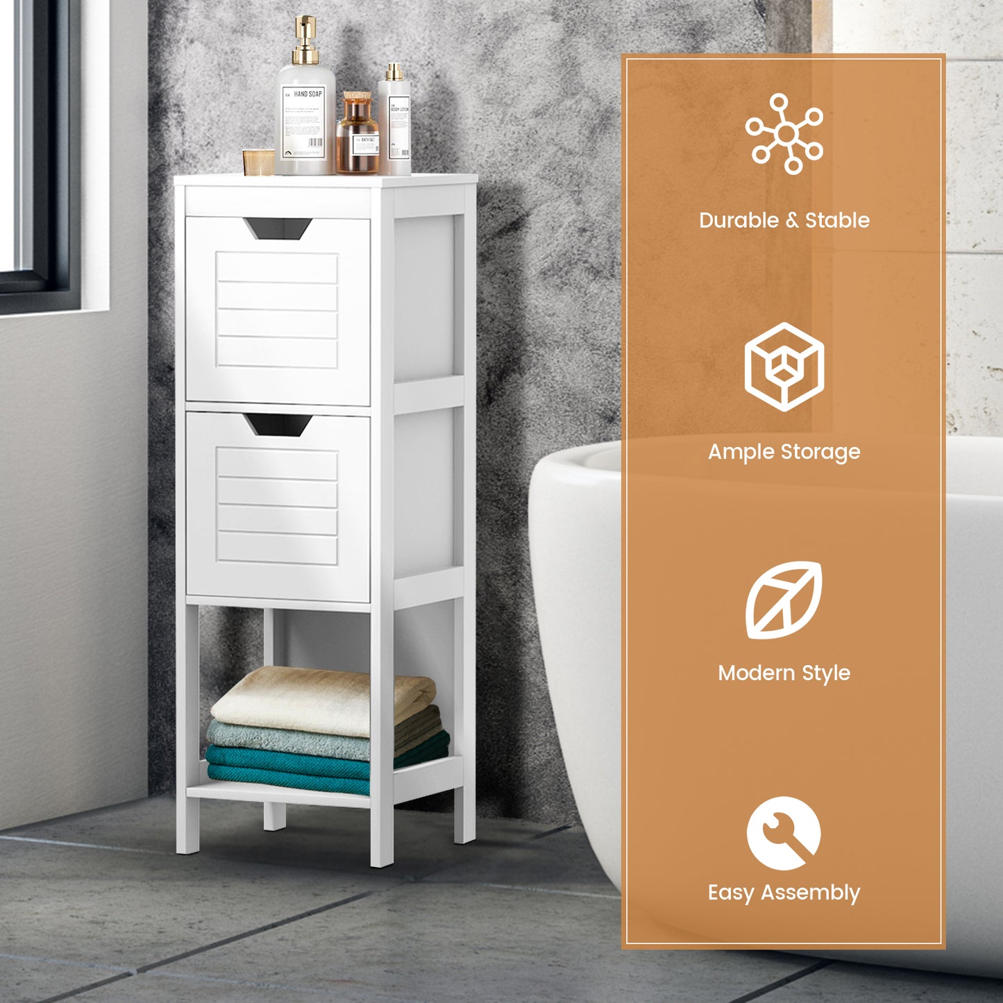 Floor Cabinet Multifunction Storage Rack Stand Organizer, White Floor Cabinets at Gallery Canada