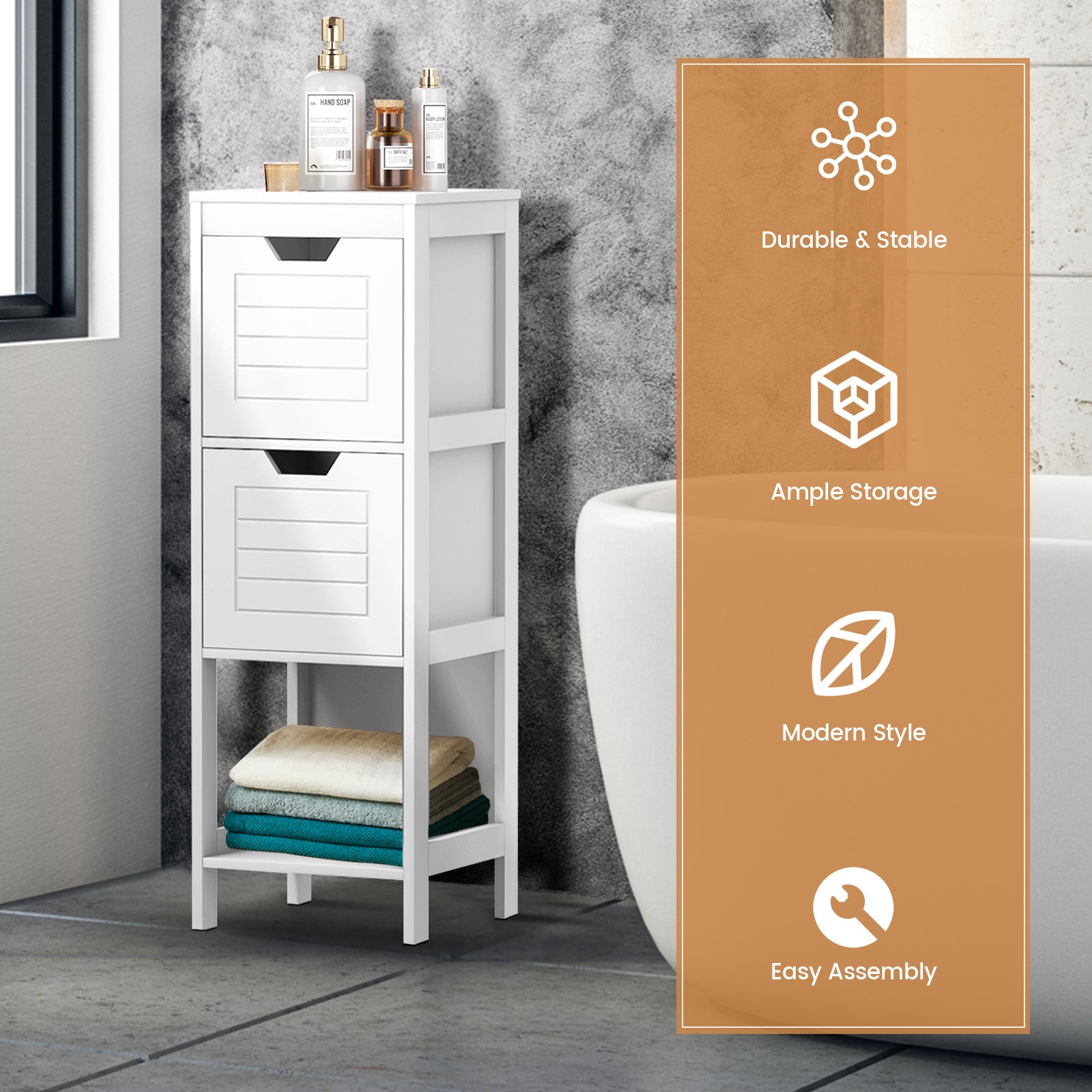 Floor Cabinet Multifunction Storage Rack Stand Organizer, White Floor Cabinets at Gallery Canada