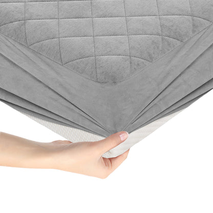 Surmatelas en velours taille queen, gris