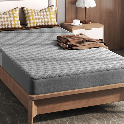 Protège-matelas pour lit simple, surmatelas en velours doux de luxe, gris