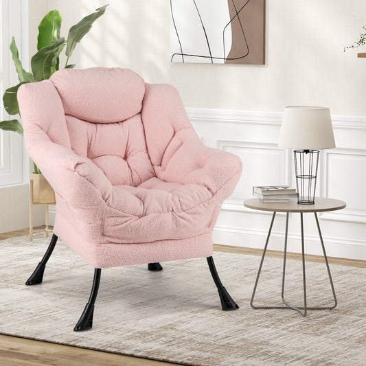 Sherpa Upholstered Accent Chair, Cozy Head Pillow, Pink Accent Chairs Pink at Gallery Canada