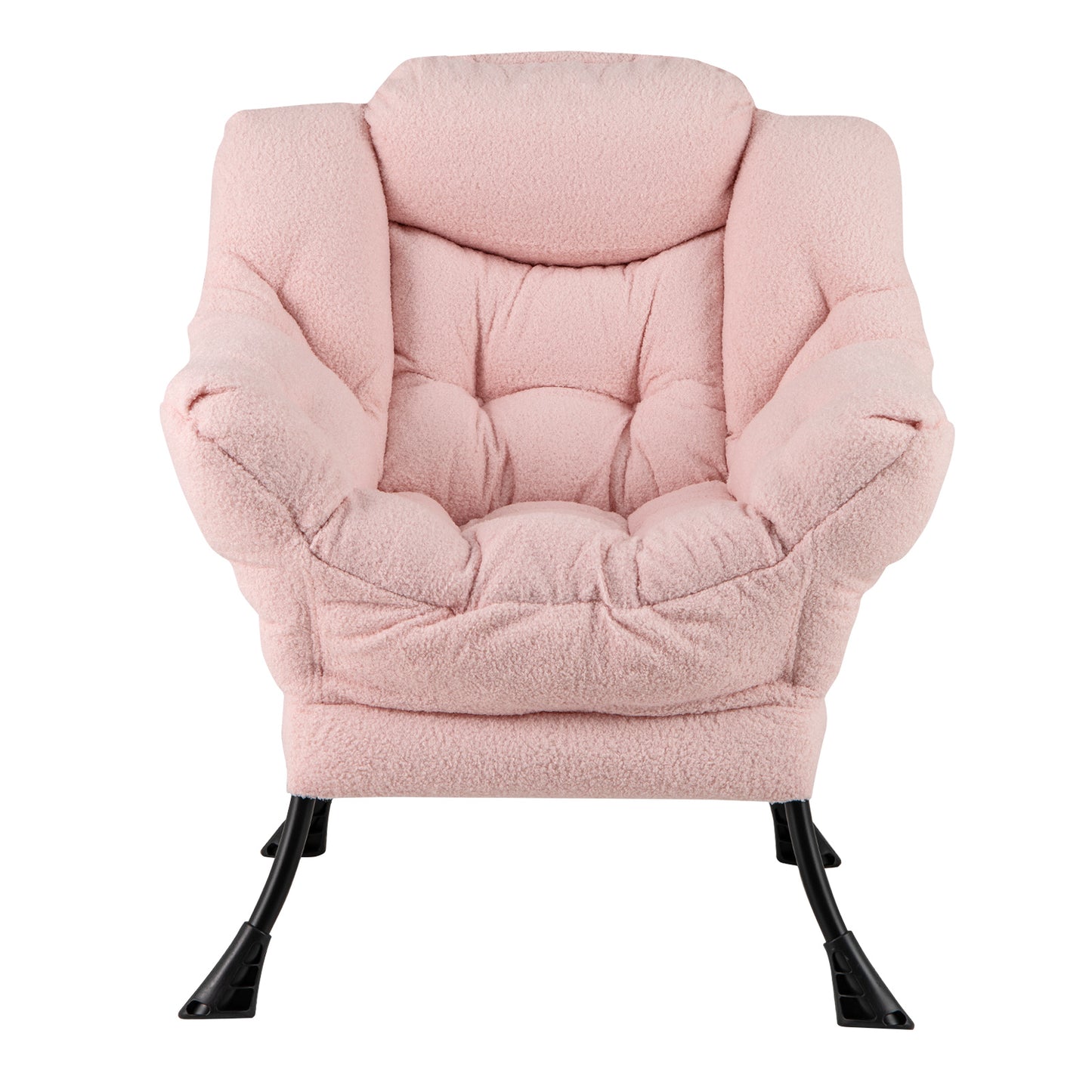Fauteuil d'appoint rembourré Sherpa, Coussin de tête confortable, Rose