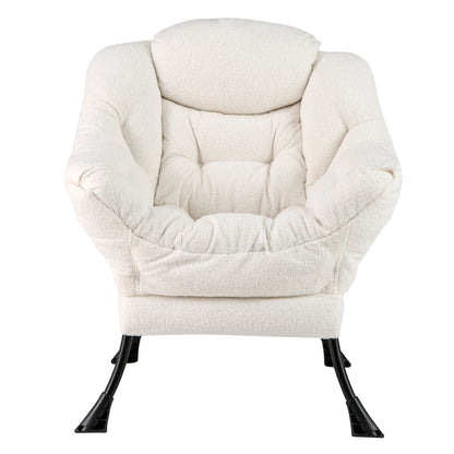 Fauteuil d'appoint rembourré Sherpa avec oreiller de tête confortable, beige