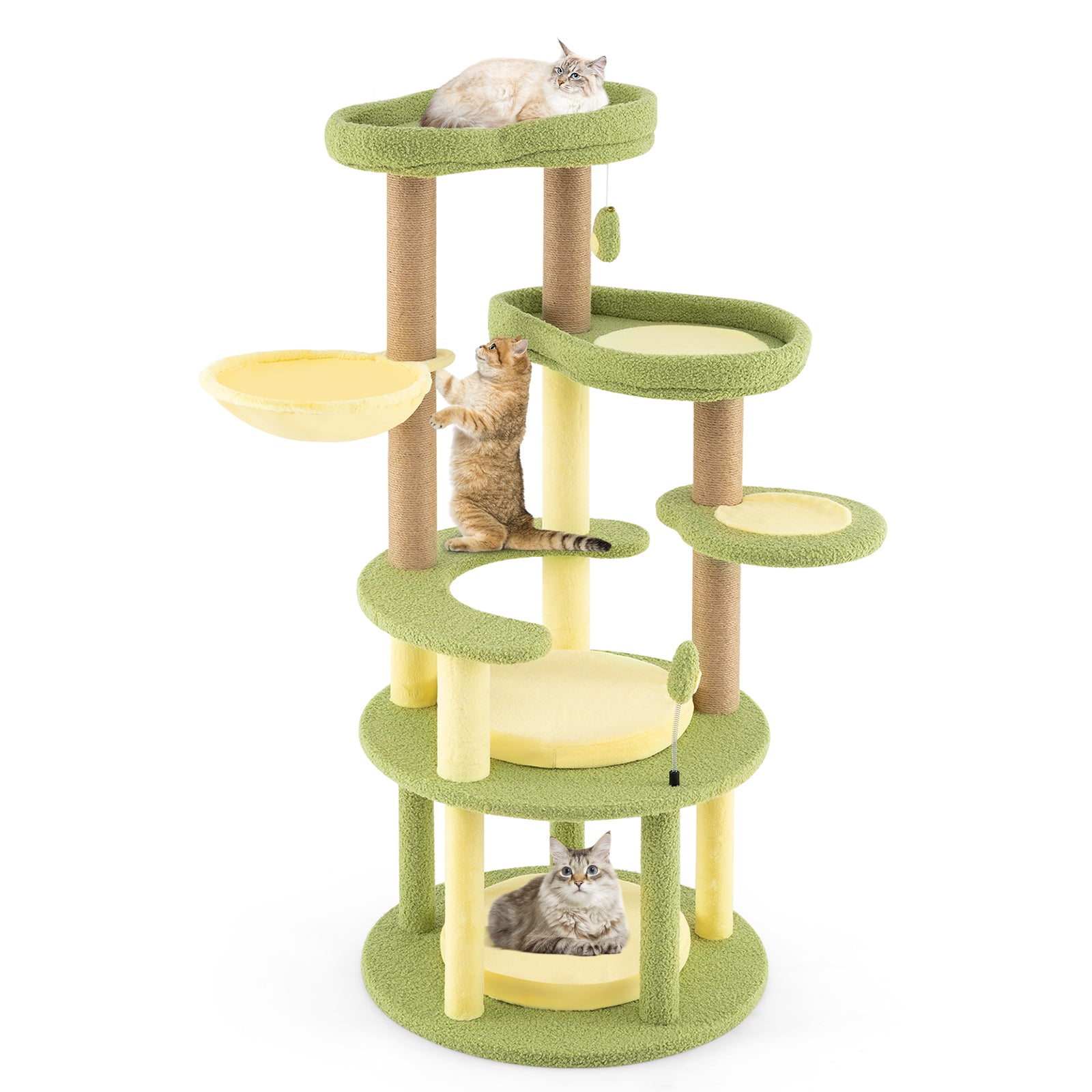Multi-level Cat Tree Avocado Theme Cat Tower with Wide Perch Rotatable Basket, Green Cat Trees Condos & Scratchers at Gallery Canada