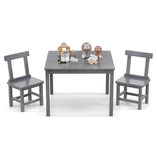 Kids Table And 2 Chairs Set, Wooden, Anti-Slip Foot Pads, Gray Kids Table & Chair Sets Gray at Gallery Canada