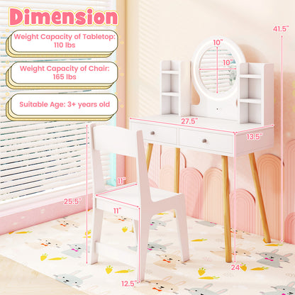 Kids Vanity Set With Lighted Mirror, Storage Drawers, White Kids Vanities at Gallery Canada