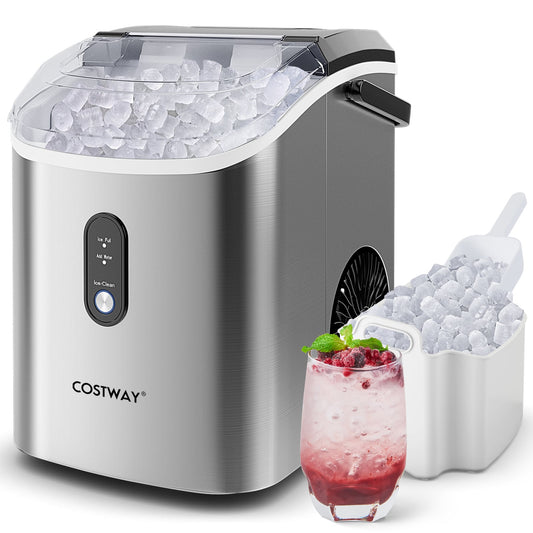 Countertop Ice Maker With Soft Chewable Pellet Ice, Silver