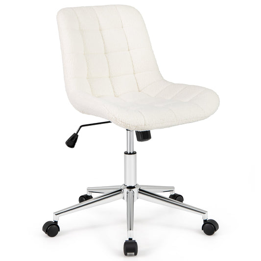 Teddy Fleece Armless Office Chair, White Armless Chairs White at Gallery Canada