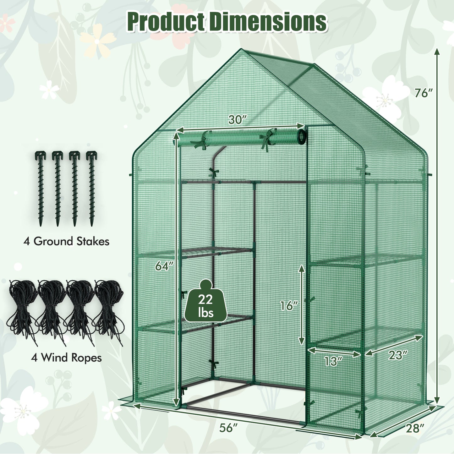 Mini Portable 4 Tier 8 Shelves Walk-in Plant Greenhouse, Green Greenhouses at Gallery Canada