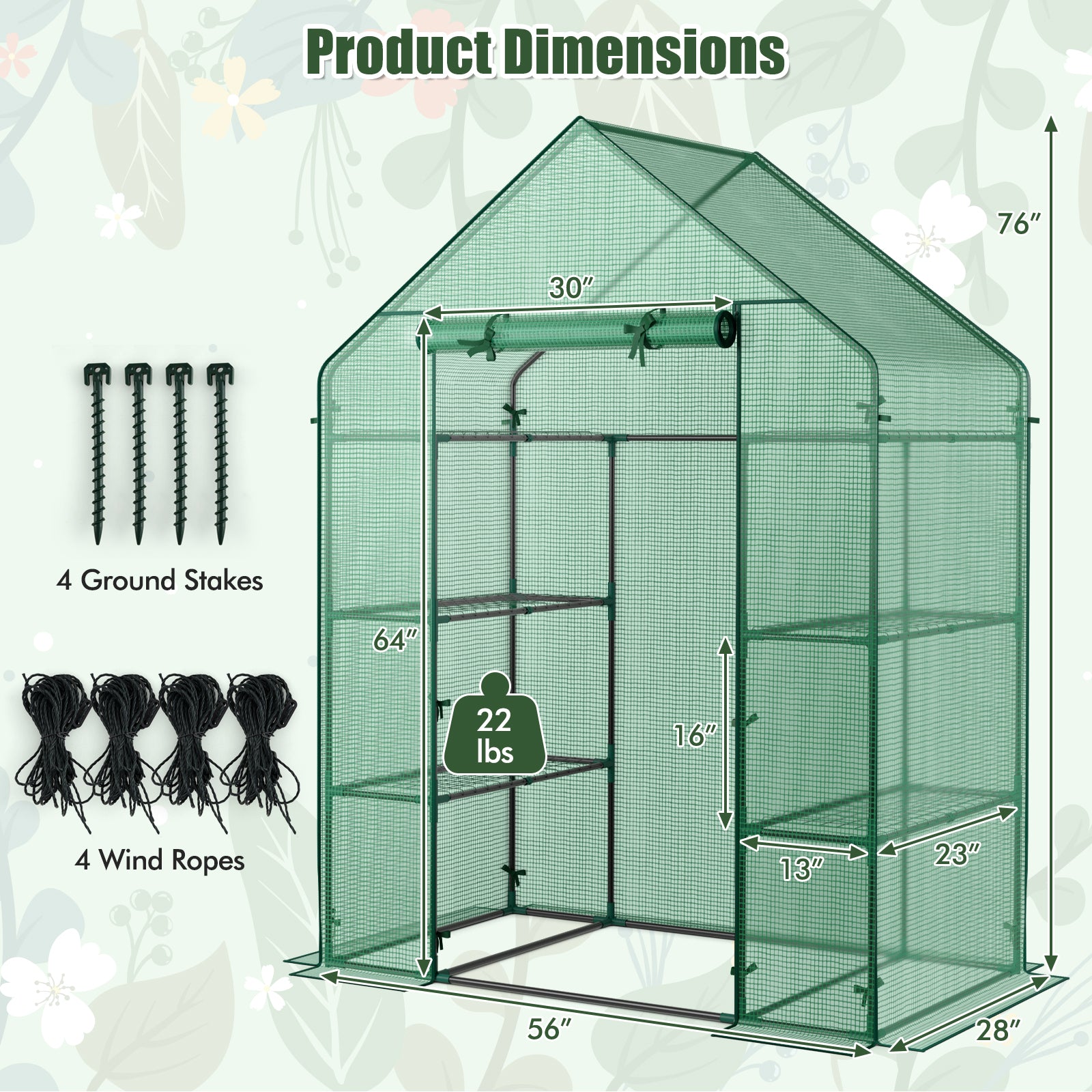 Mini Portable 4 Tier 8 Shelves Walk-in Plant Greenhouse, Green Greenhouses at Gallery Canada