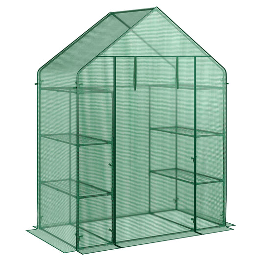 Mini Portable 4 Tier 8 Shelves Walk-in Plant Greenhouse, Green Greenhouses Green at Gallery Canada