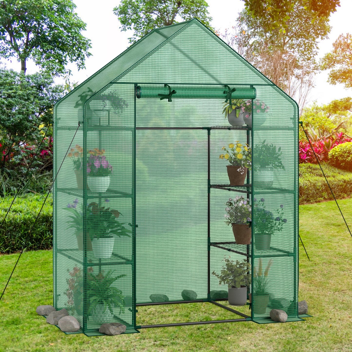 Mini Portable 4 Tier 8 Shelves Walk-in Plant Greenhouse, Green Greenhouses at Gallery Canada