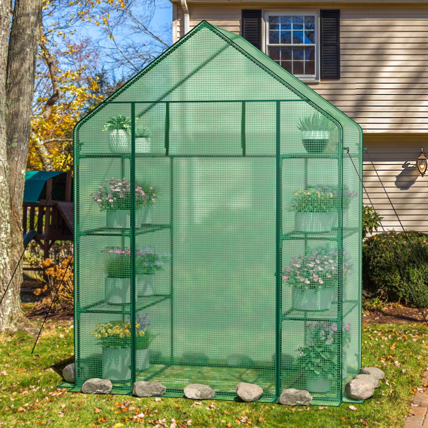 Mini Portable 4 Tier 8 Shelves Walk-in Plant Greenhouse, Green Greenhouses at Gallery Canada