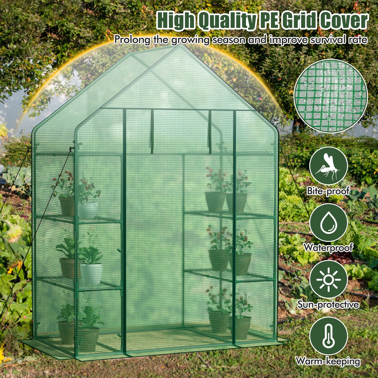 Mini Portable 4 Tier 8 Shelves Walk-in Plant Greenhouse, Green Greenhouses at Gallery Canada