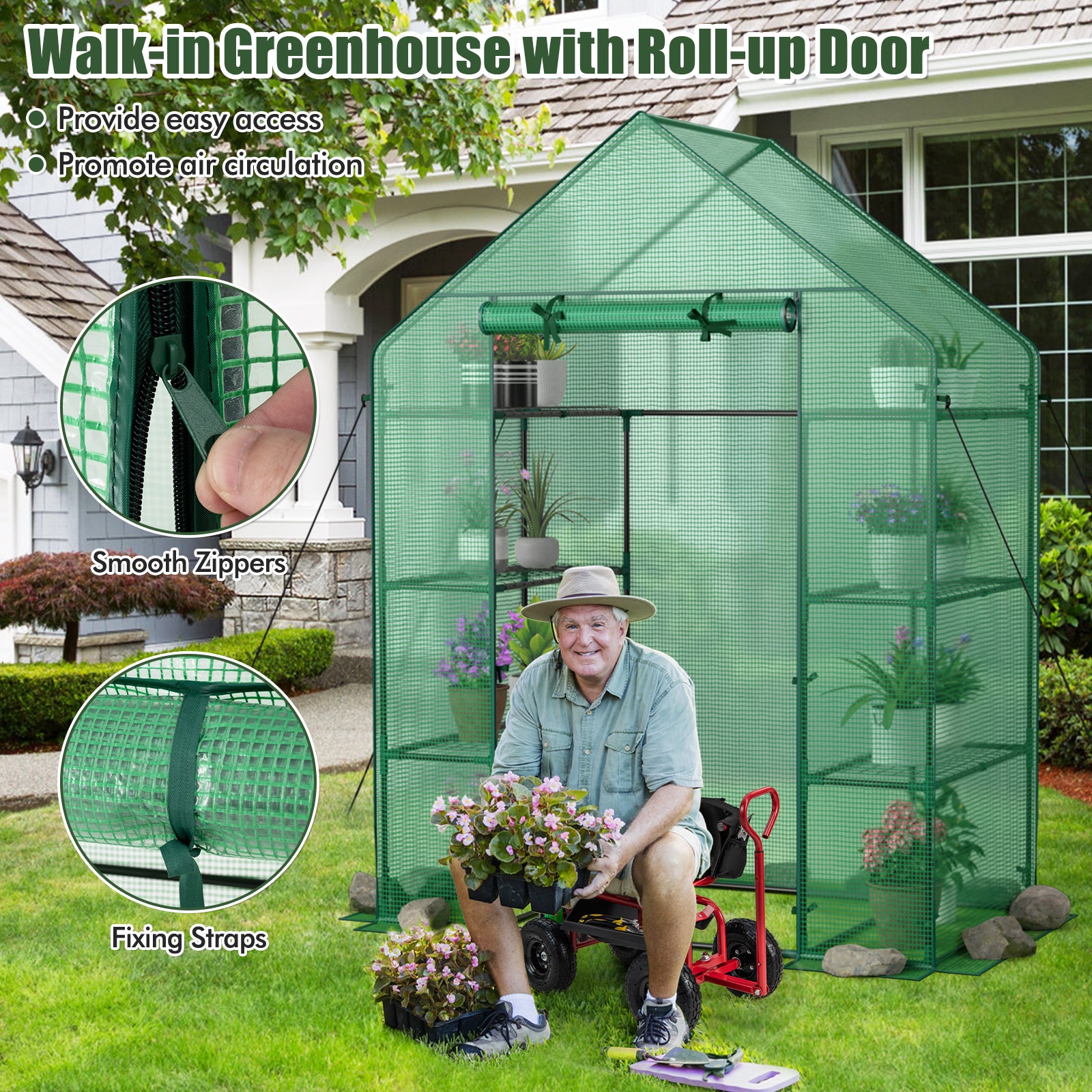 Mini Portable 4 Tier 8 Shelves Walk-in Plant Greenhouse, Green Greenhouses at Gallery Canada