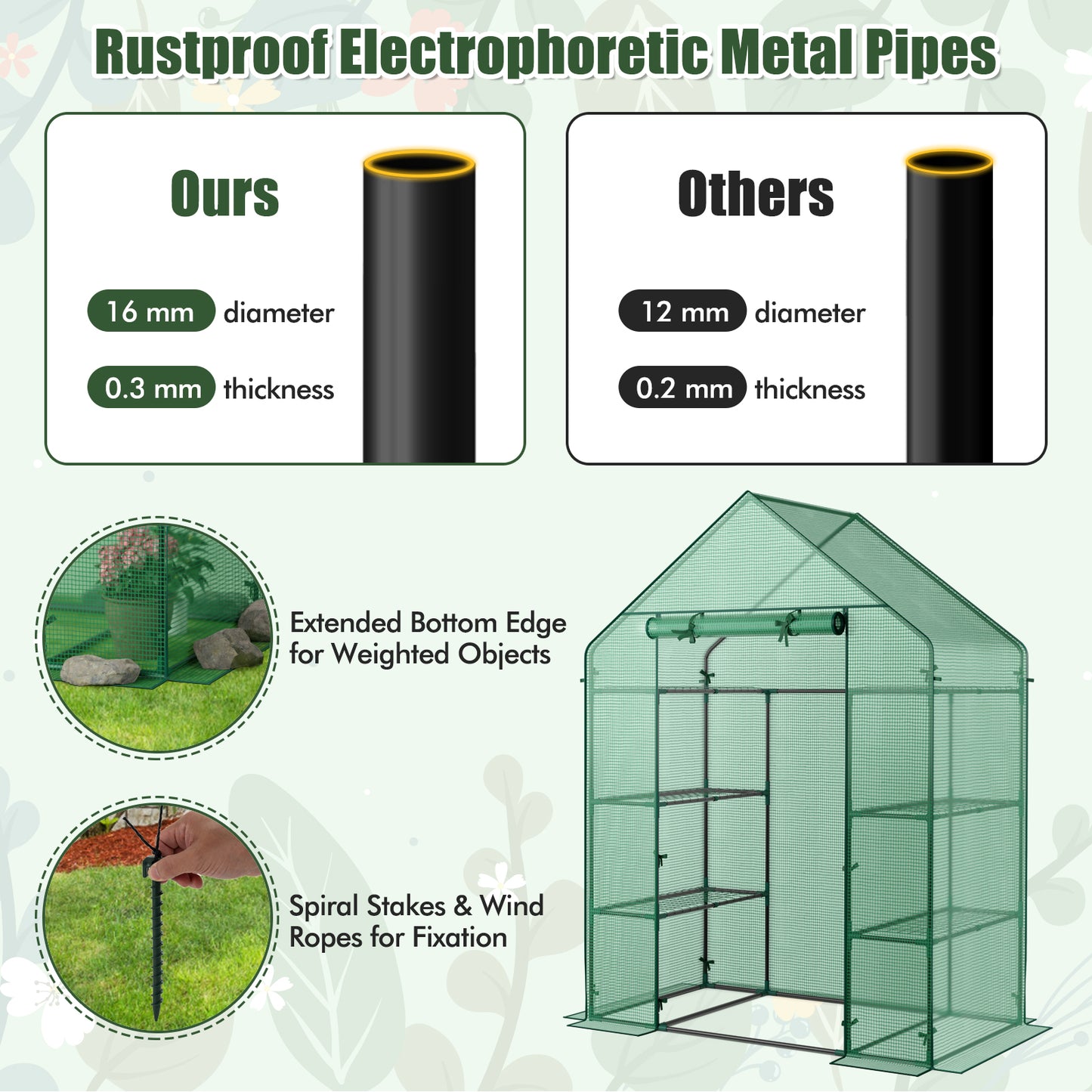 Mini Portable 4 Tier 8 Shelves Walk-in Plant Greenhouse, Green Greenhouses at Gallery Canada
