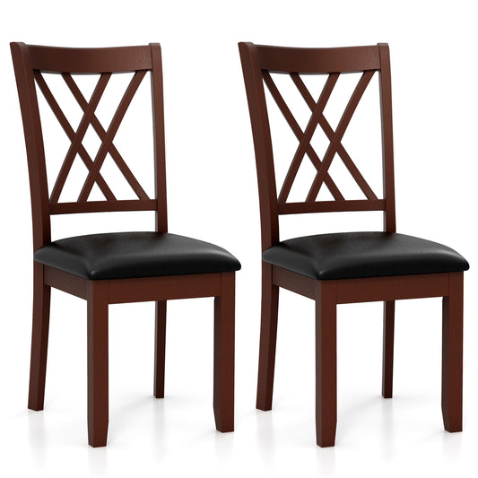 Set Of 2 Dining Chairs, With Backrest And Padded Seat, Brown Dining Chairs Brown at Gallery Canada