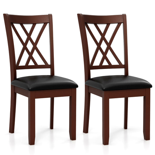 Set Of 2 Dining Chairs, With Backrest And Padded Seat, Brown Dining Chairs Brown at Gallery Canada