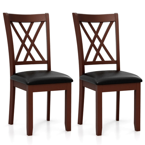 Set Of 2 Dining Chairs, With Backrest And Padded Seat, Brown