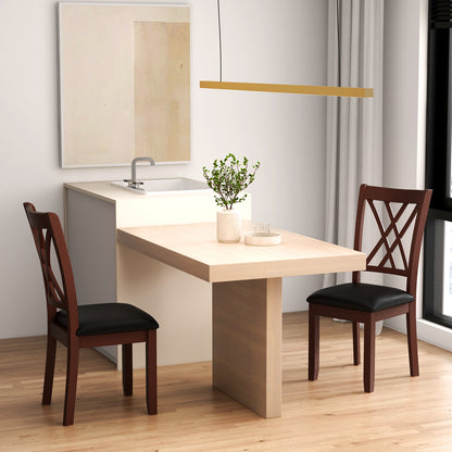 Set Of 2 Dining Chairs, With Backrest And Padded Seat, Brown Dining Chairs at Gallery Canada