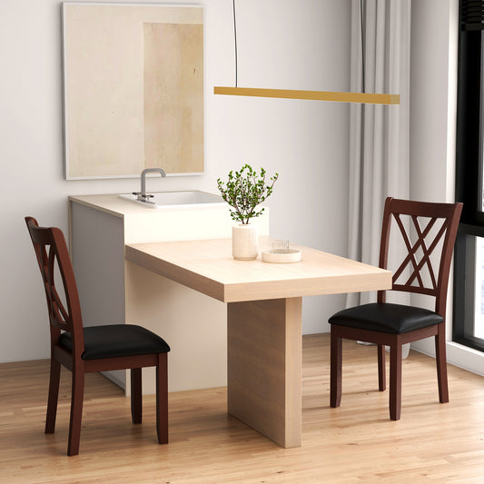 Set Of 2 Dining Chairs, With Backrest And Padded Seat, Brown Dining Chairs Brown at Gallery Canada