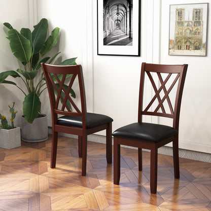Set Of 2 Dining Chairs, With Backrest And Padded Seat, Brown Dining Chairs at Gallery Canada