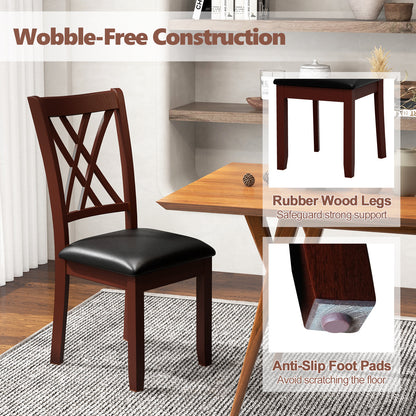 Set Of 2 Dining Chairs, With Backrest And Padded Seat, Brown Dining Chairs at Gallery Canada