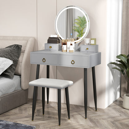 Vanity Table Set with Mirror, Gray Makeup Vanities at Gallery Canada