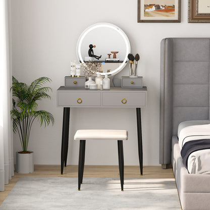 Vanity Table Set with Mirror, Gray Makeup Vanities at Gallery Canada