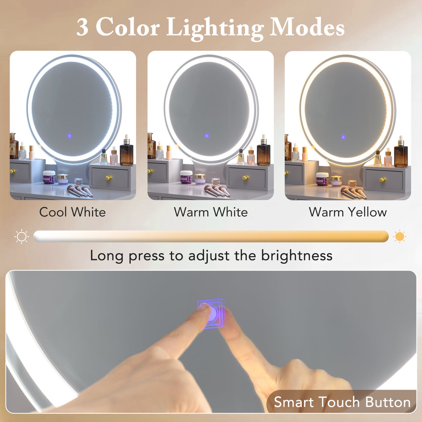 Vanity Table Set with Mirror, Gray Makeup Vanities at Gallery Canada