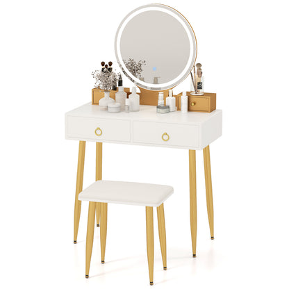 Vanity Table Set With Mirror, White Makeup Vanities White at Gallery Canada