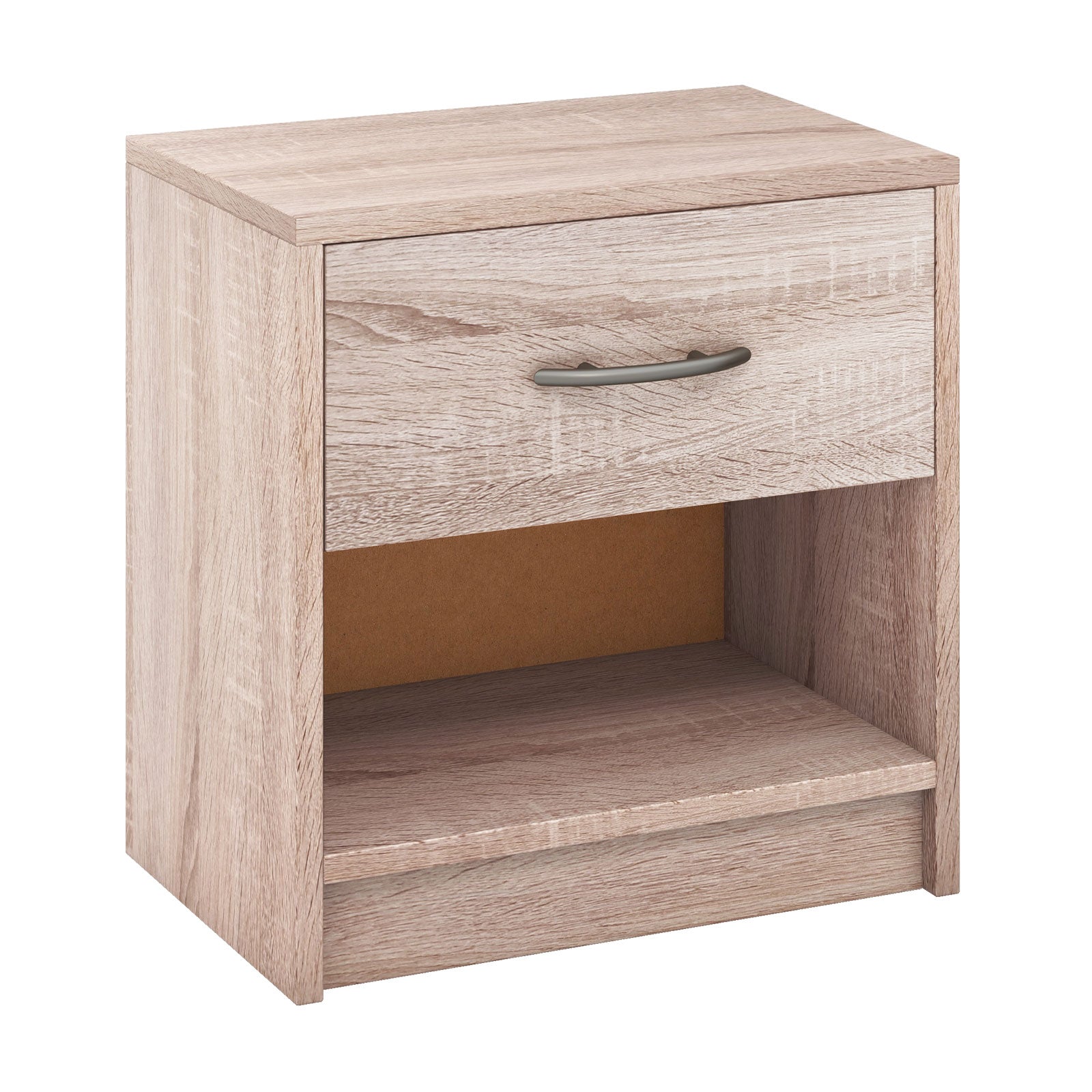 Bedside Table Nightstand with Drawer and Open Storage Shelf, Natural Nightstands at Gallery Canada