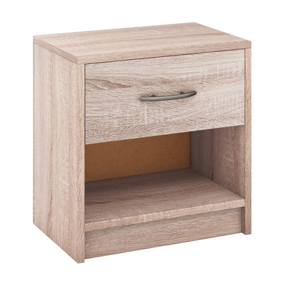 Bedside Table Nightstand with Drawer and Open Storage Shelf, Natural Nightstands Natural at Gallery Canada