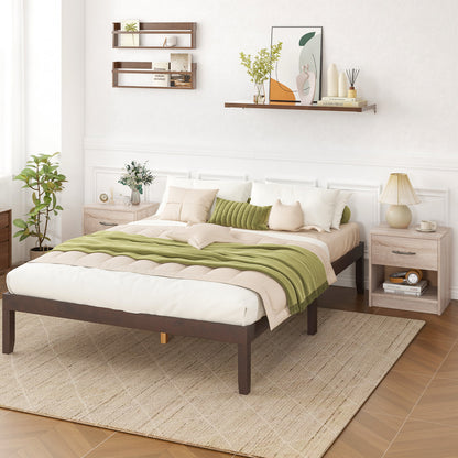 Bedside Table Nightstand with Drawer and Open Storage Shelf, Natural Nightstands at Gallery Canada