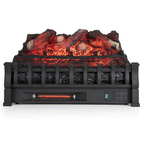 Infrared Quartz Electric Fireplace, Adjustable 3D Flame, Overheat Protection, Black