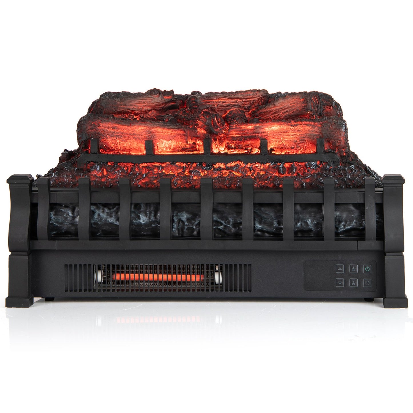 23 Inch Infrared Quartz Electric Fireplace Pinewood Log Heater with Adjustable Flame, Black Fireplaces at Gallery Canada