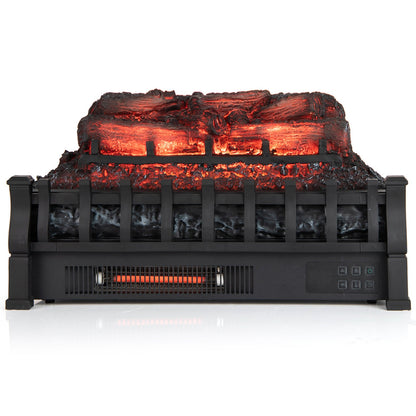 23 Inch Infrared Quartz Electric Fireplace Pinewood Log Heater with Adjustable Flame, Black Fireplaces at Gallery Canada