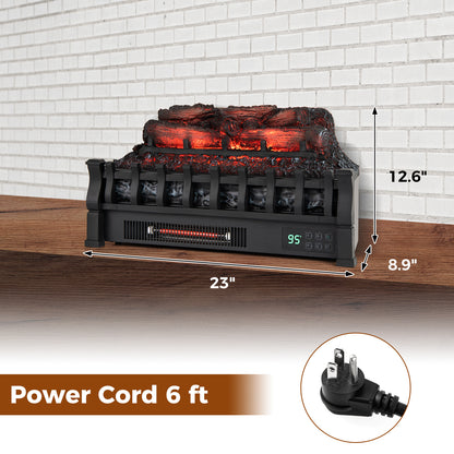 23 Inch Infrared Quartz Electric Fireplace Pinewood Log Heater with Adjustable Flame, Black Fireplaces at Gallery Canada