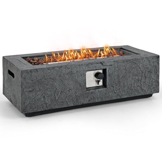 42.5 Inch 50000 BTU Fire Pit Table Set, Stainless Steel Burner, Gray Fire Pit Tables Gray at Gallery Canada