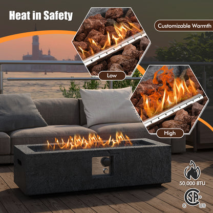 42.5 Inch 50000 BTU Fire Pit Table Set with Stainless Steel Burner, Gray Fire Pit Tables at Gallery Canada