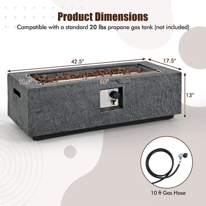 42.5 Inch 50000 BTU Fire Pit Table Set with Stainless Steel Burner, Gray Fire Pit Tables at Gallery Canada